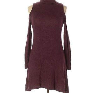 soft coldshoulder turtleneck dress